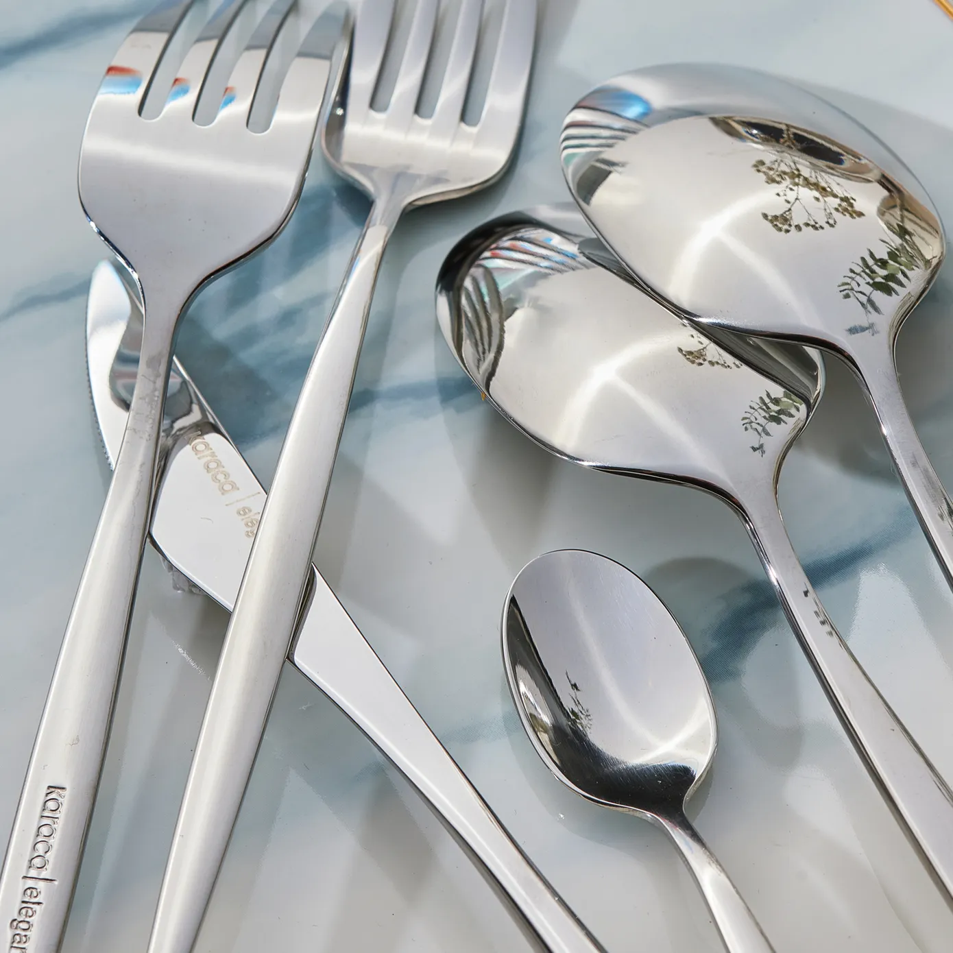 Karaca Lizbon 60 Delige Roestvrijstalen Bestekset voor 12 Personen, Zilver - Image 5