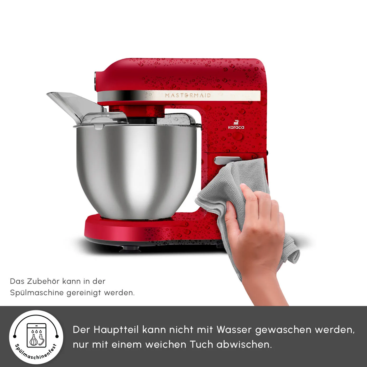 Karaca Mastermaid Chef Pro, Keukenmachine met Dubbele Arm, Imperiaal Rood, 1500 W - Image 8