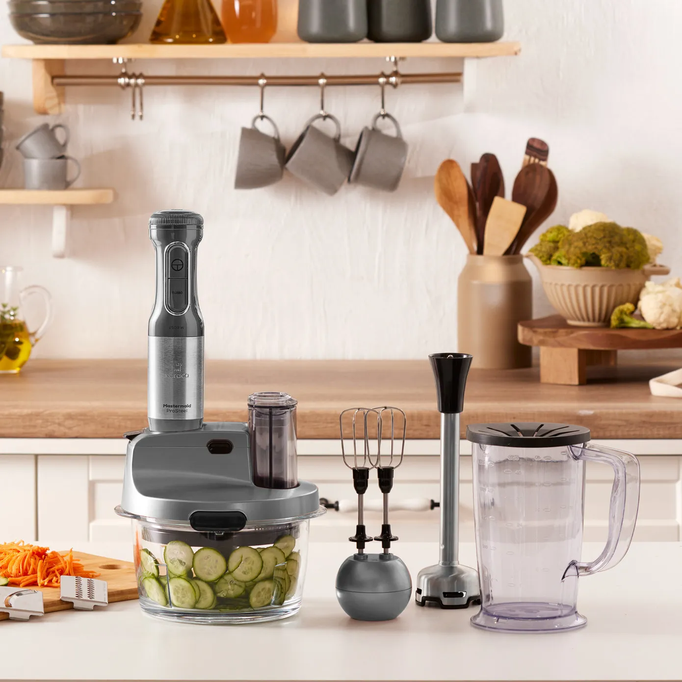 Karaca Mastermaid Prosteel Glazen Keukenrobot, Lange Blender, 2500 W, Galaxy Grey - Image 5