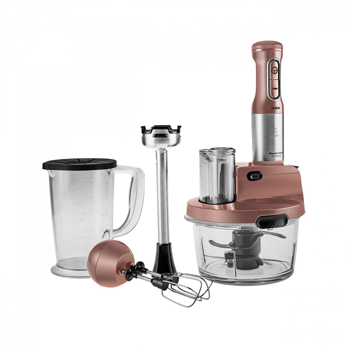 Karaca Mastermaid Prosteel Glazen Keukenrobot, Lange Blender, 2500 W, Roségoud - Image 3