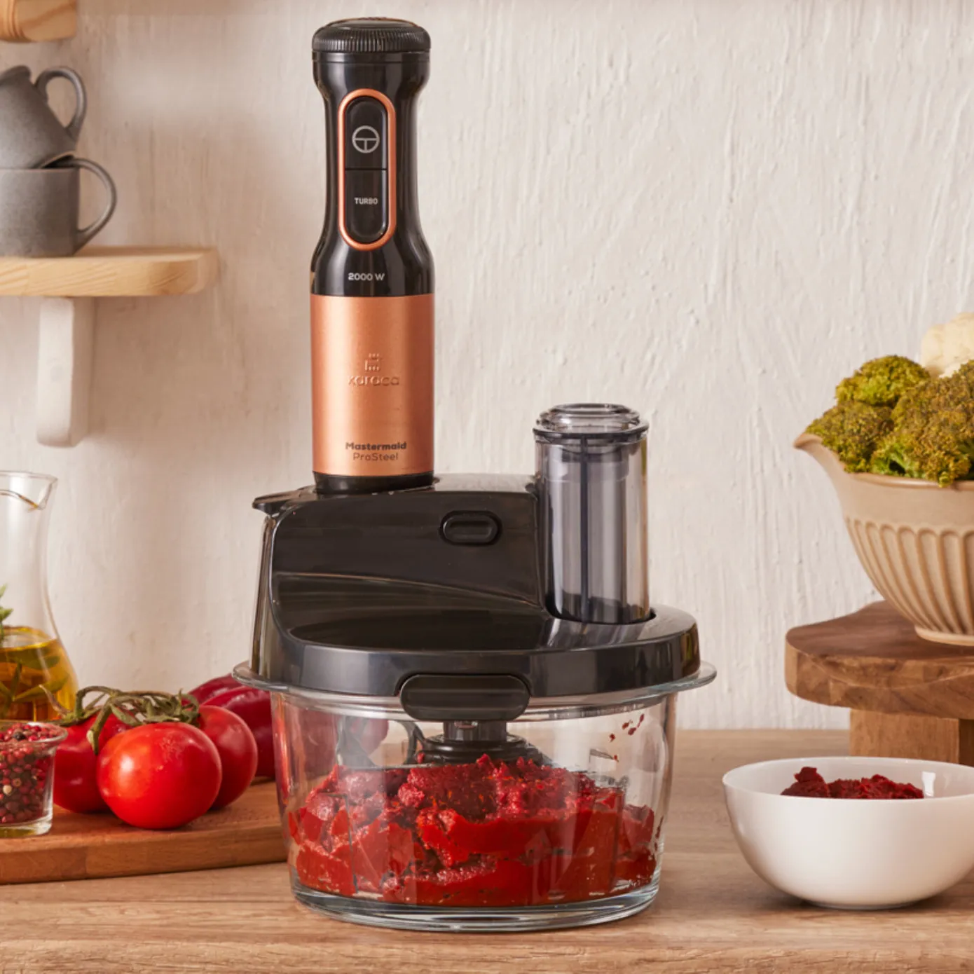 Karaca Mastermaid Prosteel Glazen Keukenrobot, Lange Blender, 2500 W, Zwart Koper - Image 6