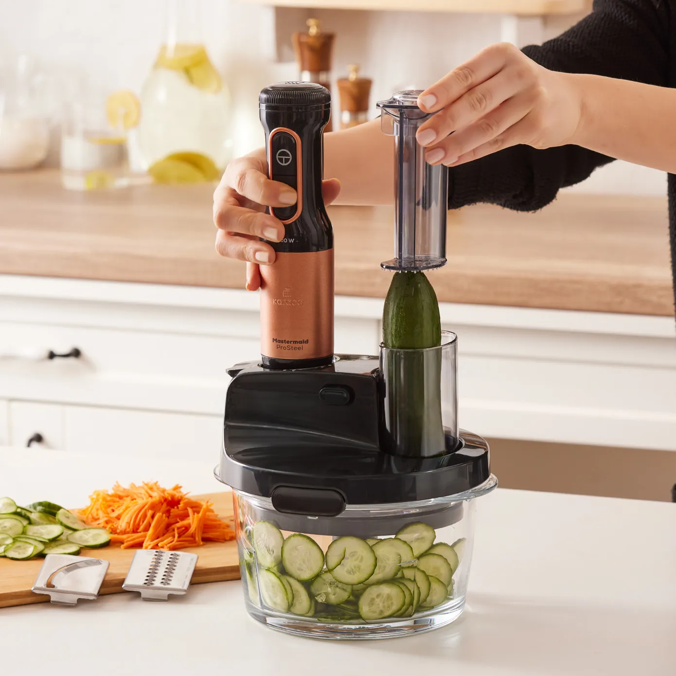Karaca Mastermaid Prosteel Glazen Keukenrobot, Lange Blender, 2500 W, Zwart Koper - Image 8