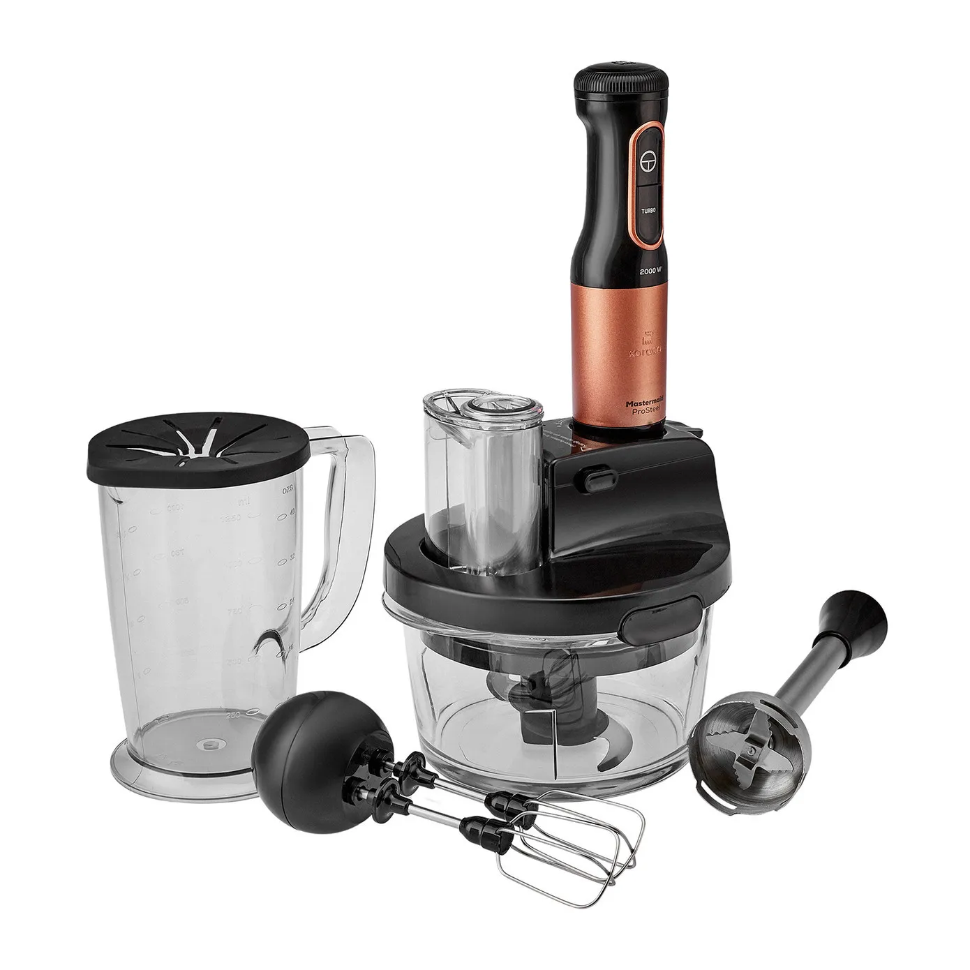 Karaca Mastermaid Prosteel Glazen Keukenrobot, Lange Blender, 2500 W, Zwart Koper - Image 9