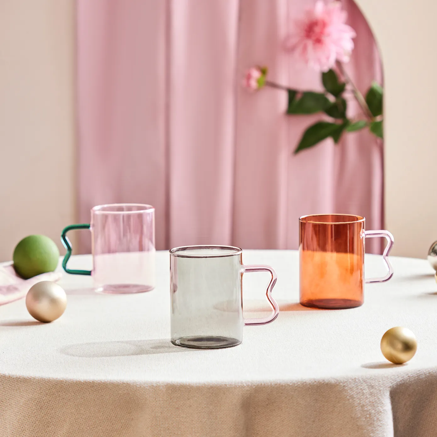 KARACA MIRACLE 450 ML MUG PINK ZIGZAG HANDLE - Image 7