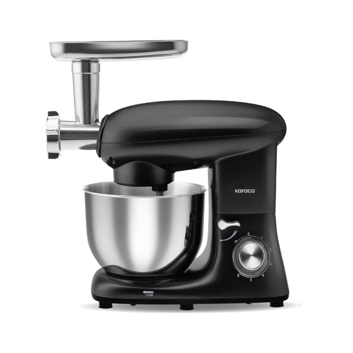 Karaca Multichef Standmixer Shiny Black Keukenmachine 1900W 5,5L (Met Vleesmolen / Worst- & Sucukmaker / Kibbeh-opzetstuk)