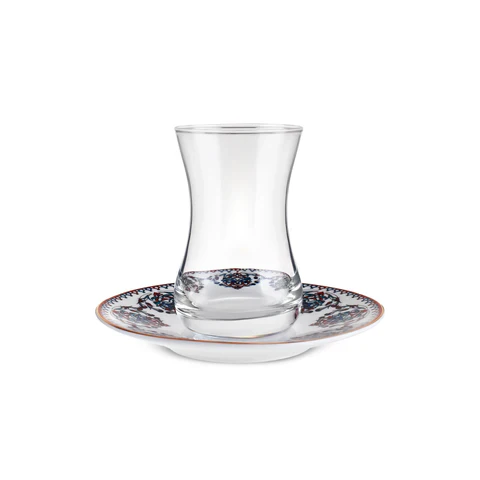 Karaca Nakkas 12-delige Turkse Theeset van Bone China voor 6 Personen, 130 ml, Rood - Image 8