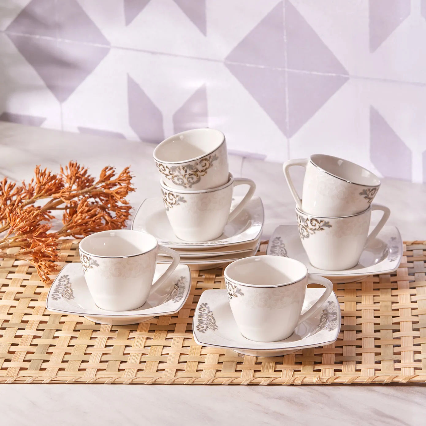 Karaca Nazende 12-delige porseleinen espressokopjesset voor 6 personen - Image 4