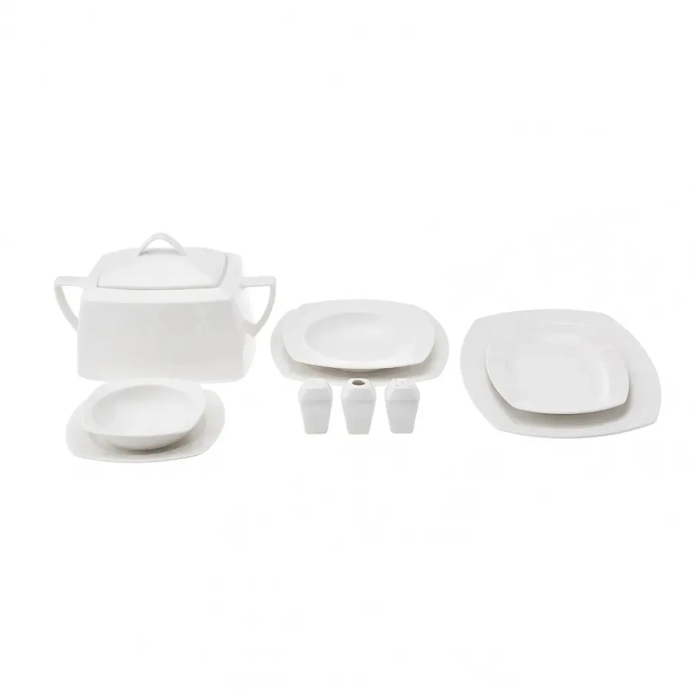 Karaca New Suha Cream 60 Delige Porseleinen Serviesset Vierkant voor 12 Personen - Image 2