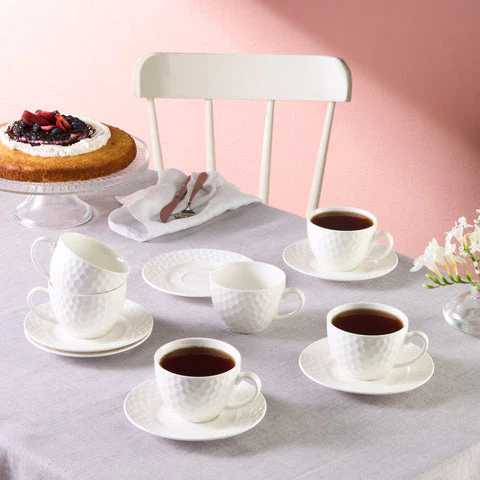 Karaca Nora Reliëf Theekoppenset voor 6 Personen, 220 ml - Image 2
