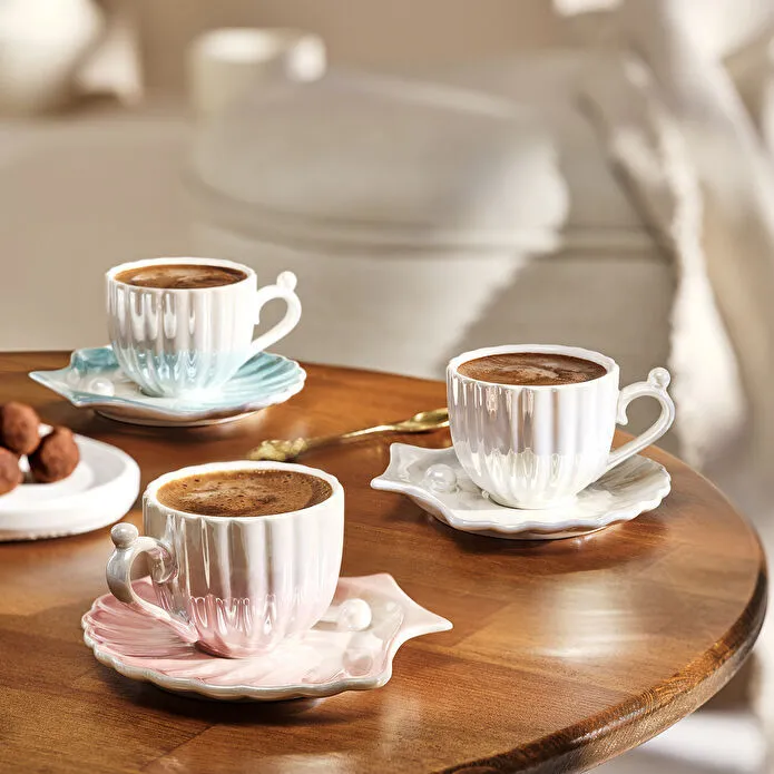 Karaca Oester Porseleinen Koffiekop Set Voor 2 Personen Wit 90 Ml - Image 2