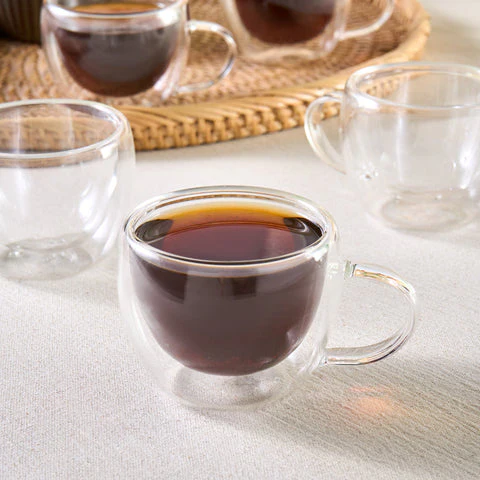 Karaca Olivia 6-Delig Dubbelwandig Espresso- En Turks Koffiekopjesset Voor 6 Personen, 80 Ml, Transparant - Image 2