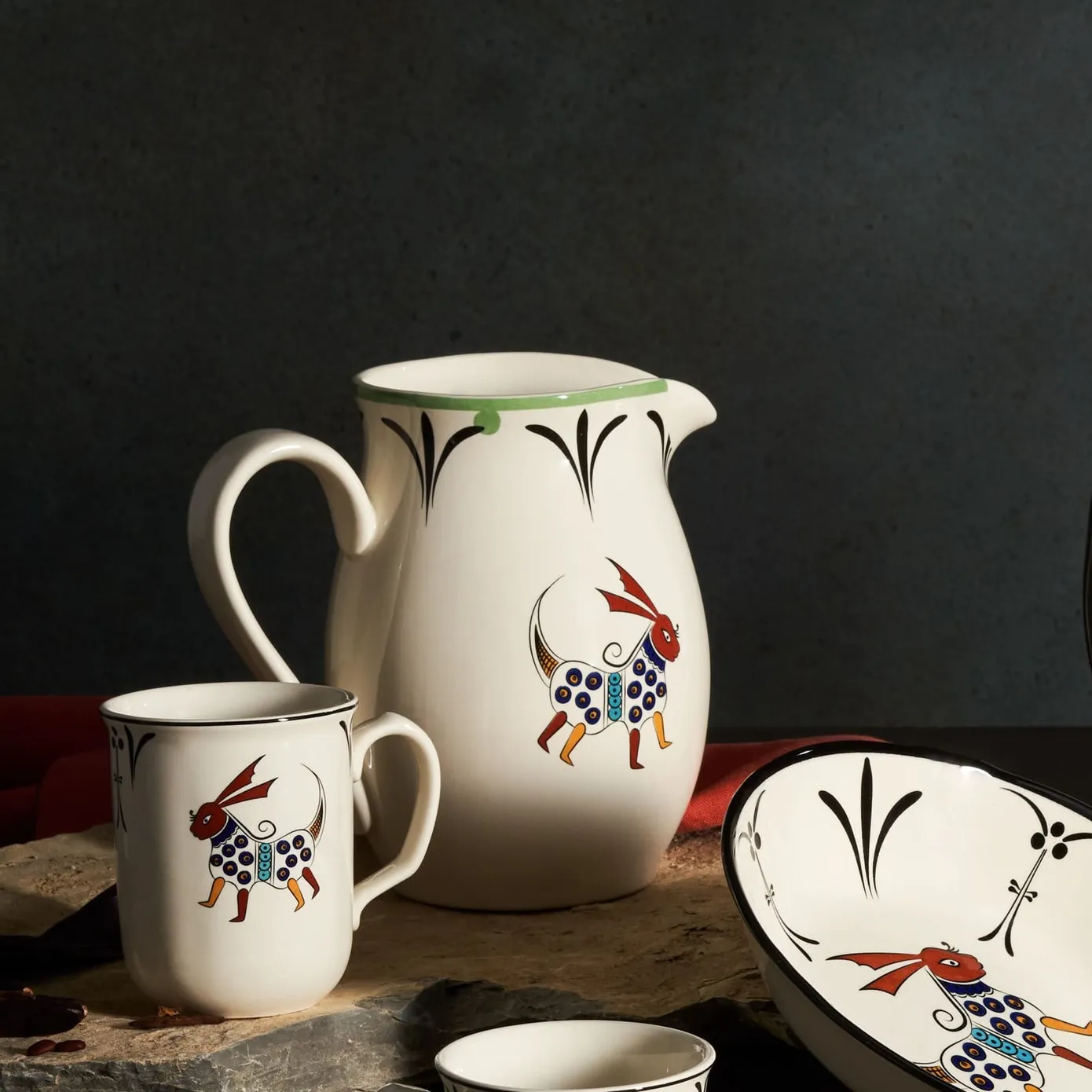 Karaca Paye Selcuklu-serie - kruik 1500 ml, geitenmotief - Image 3