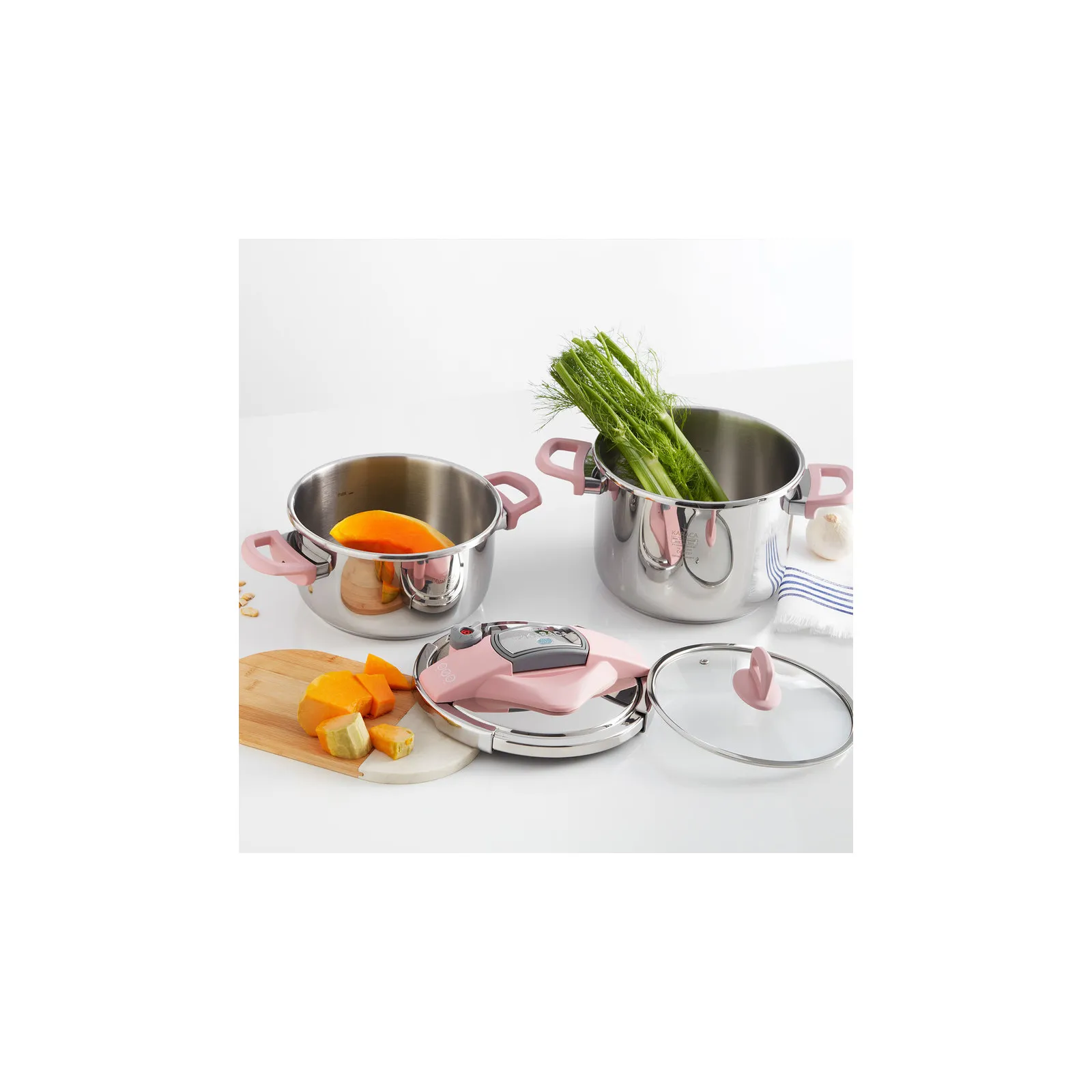 Karaca Perfect snelkookpannenset 4+6 liter, roze - Image 3