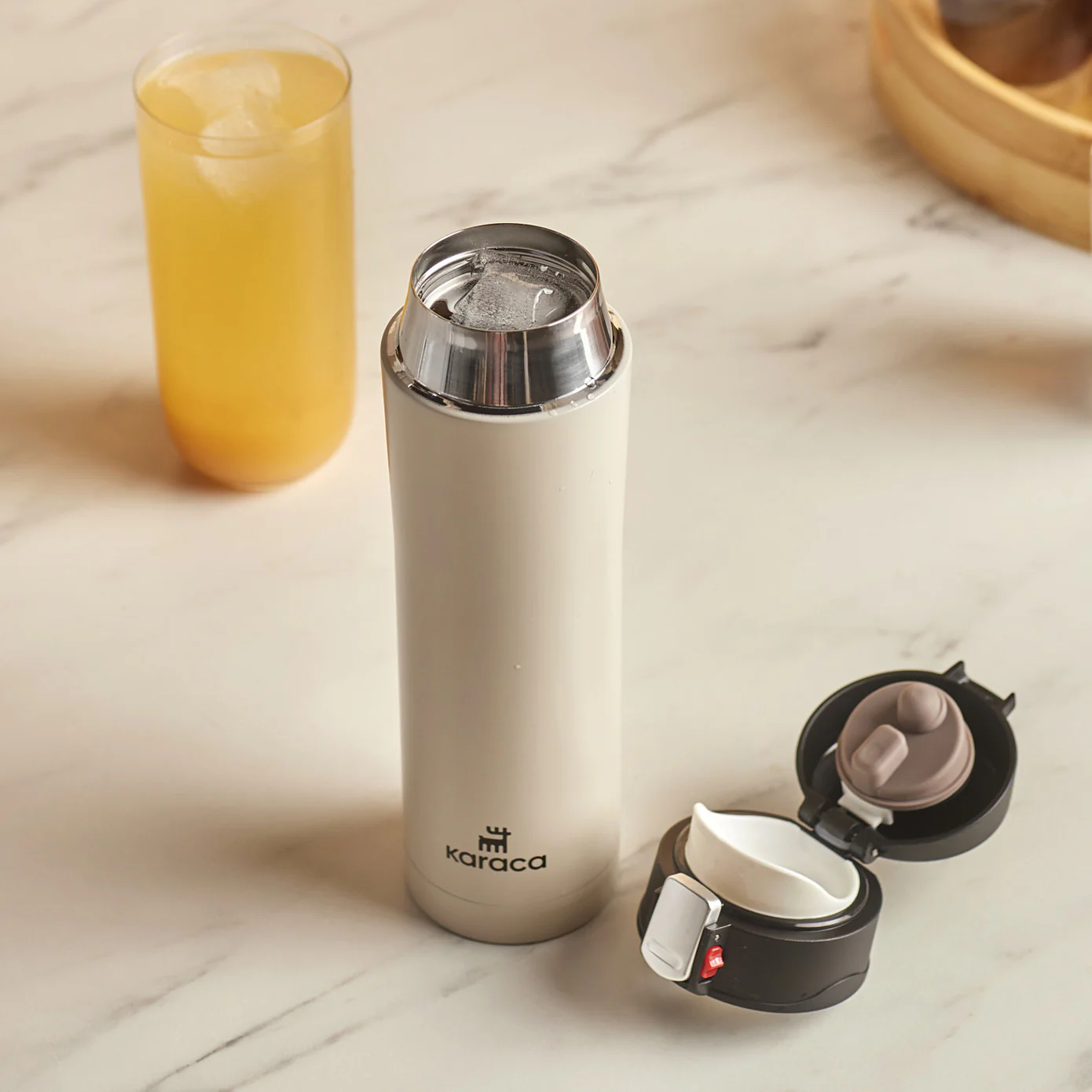 Karaca Pluton Roestvrijstalen Lekkagevrije Thermos 450 ml Crème - Image 2