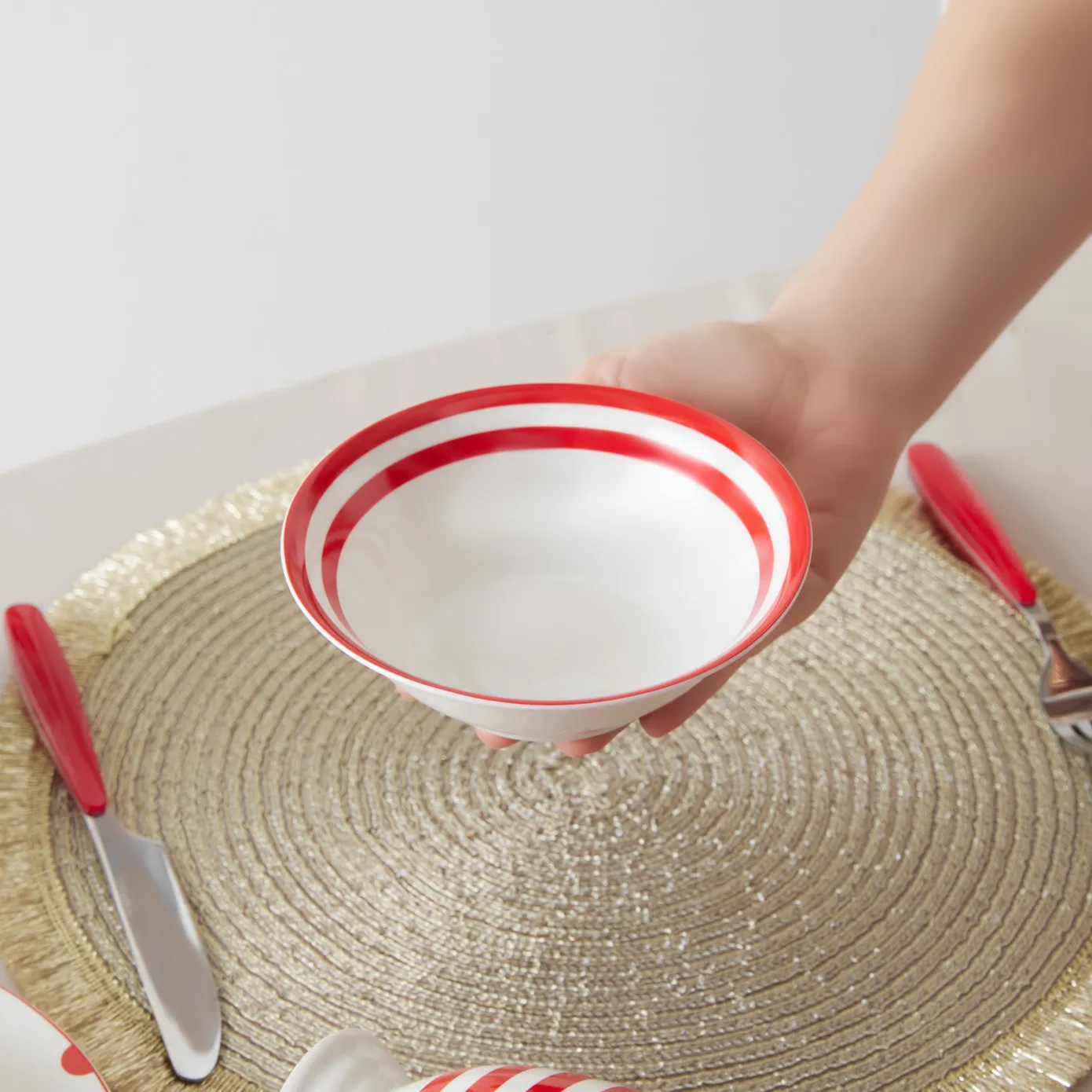 Karaca Polka Dot, porseleinen kom met strepen 14 cm - Image 3