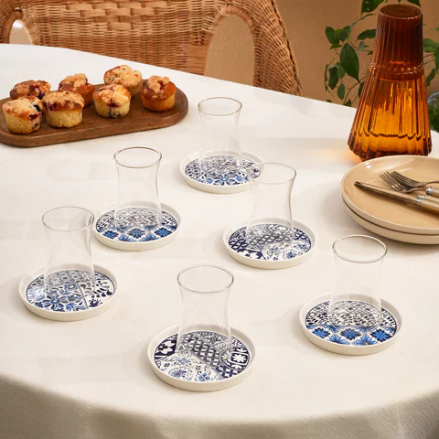 Karaca Portela 12-delige Turkse Theeset van Bone China voor 6 Personen, 170 ml, Meerkleurig - Image 3