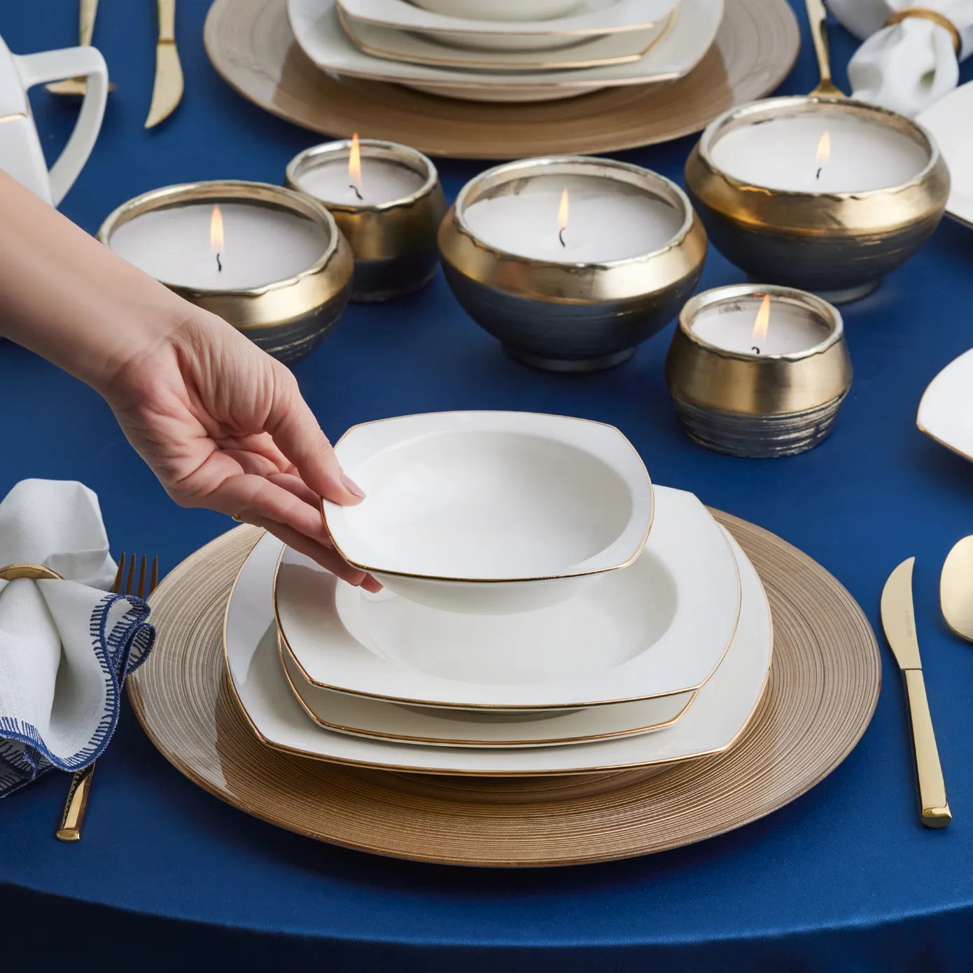 Karaca Red Carpet Collection Chiara Fine Cream 12 Persoons Servies, 60-Delig, Porselein, Goud - Image 3