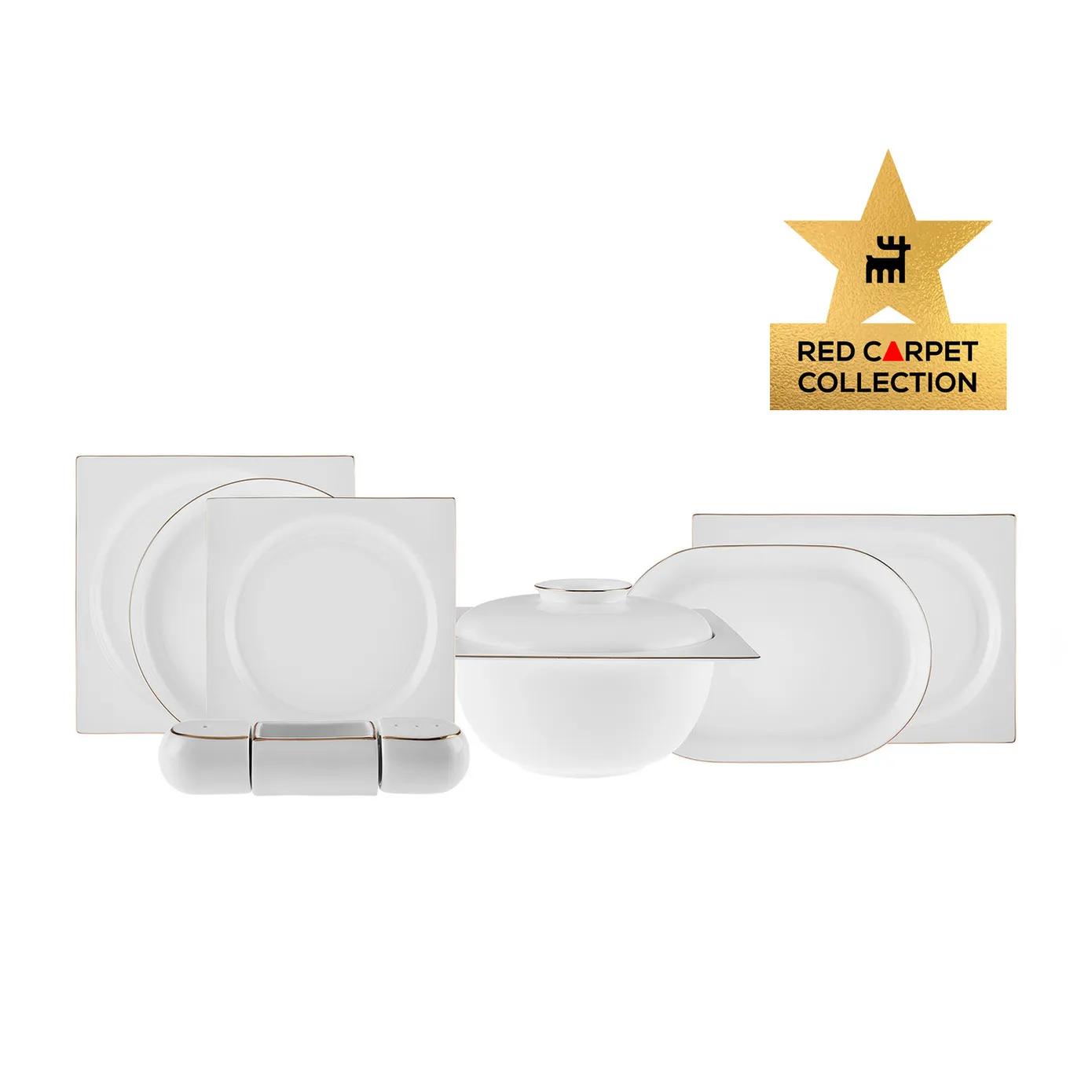 Karaca Red Carpet Collection Fine Pearl Extra Nish 12 Persoons Servies, 62-Delig, Goud