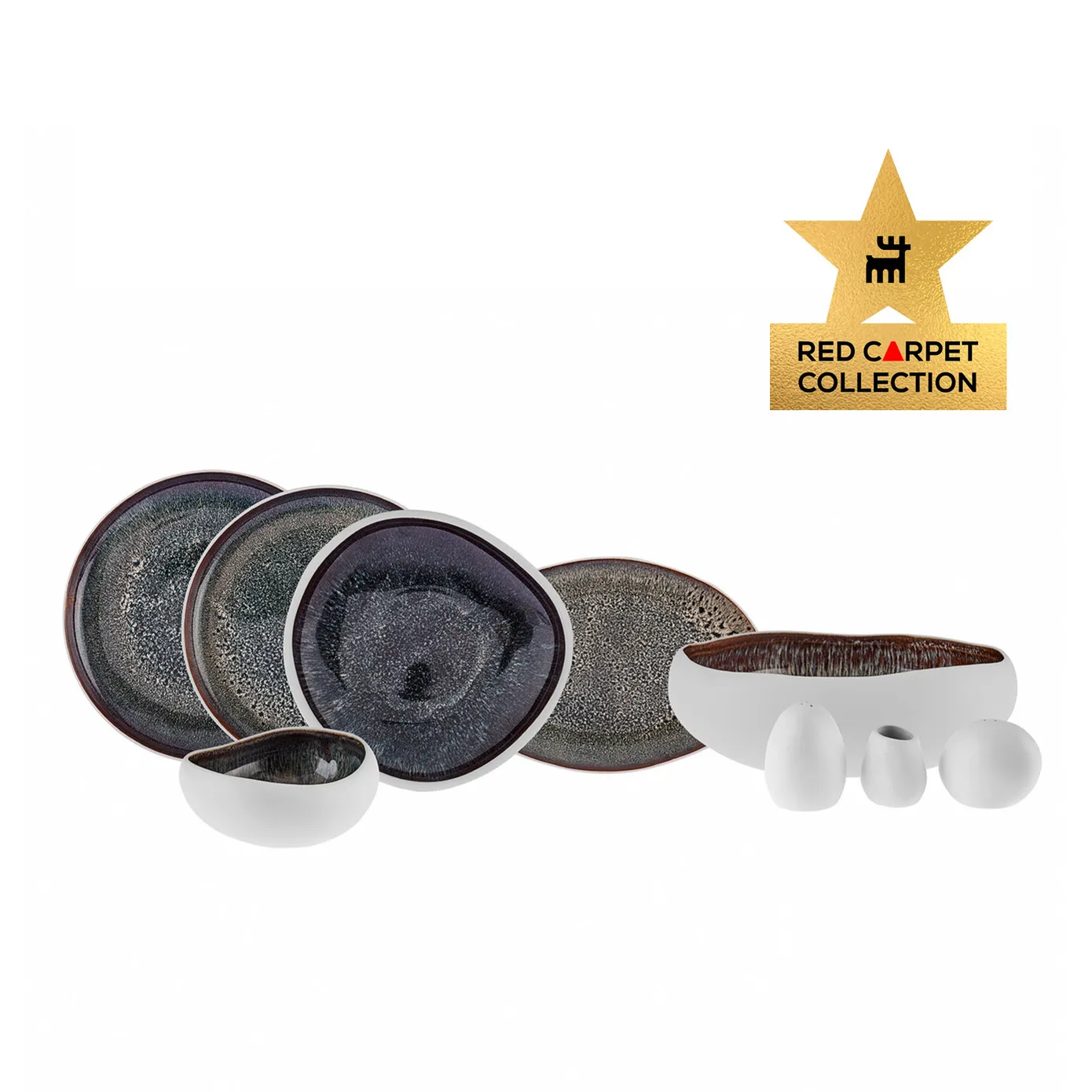 Karaca Red Carpet Collection Streamline 59 Delige Galactic Reactive Glaze Dinerset voor 12 Personen, Wit