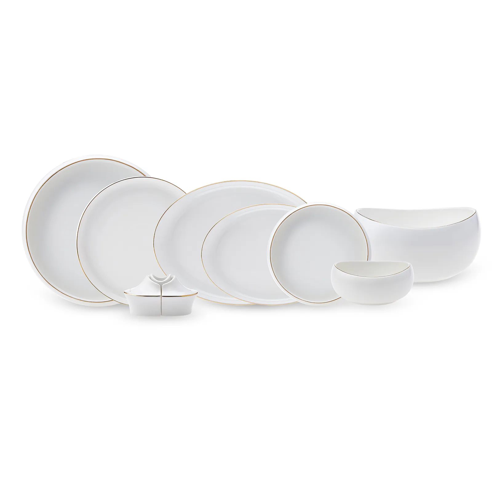 Karaca Red Carpet Collection Streamline Hole Gold - 59-delig porseleinen servies voor 12 personen - Image 22
