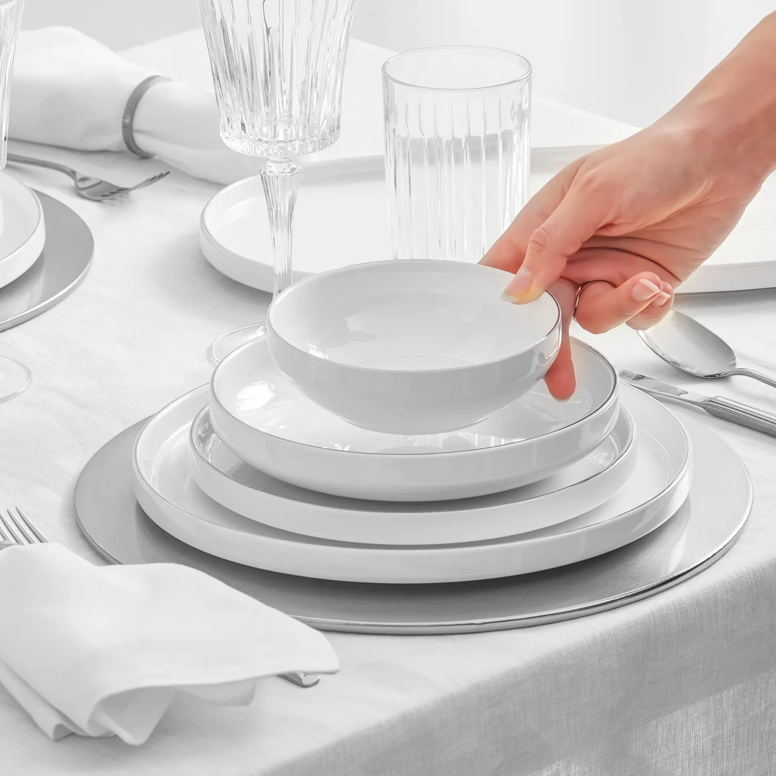 Karaca Red Carpet Collection Streamline New Saturn Platinum 59-delig New Generation Bone Servies voor 12 personen - Image 6