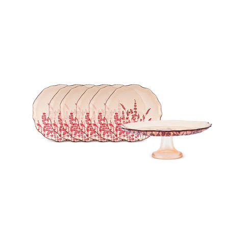 Karaca Red Lavender 7-Piece Cake Set - Image 19