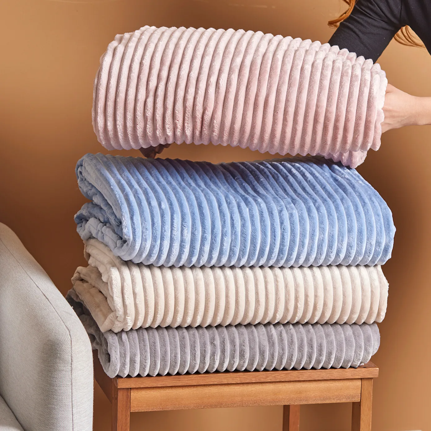 Karaca Ruby Stripe Wellsoft Eenpersoons Deken, Grijs - Image 9