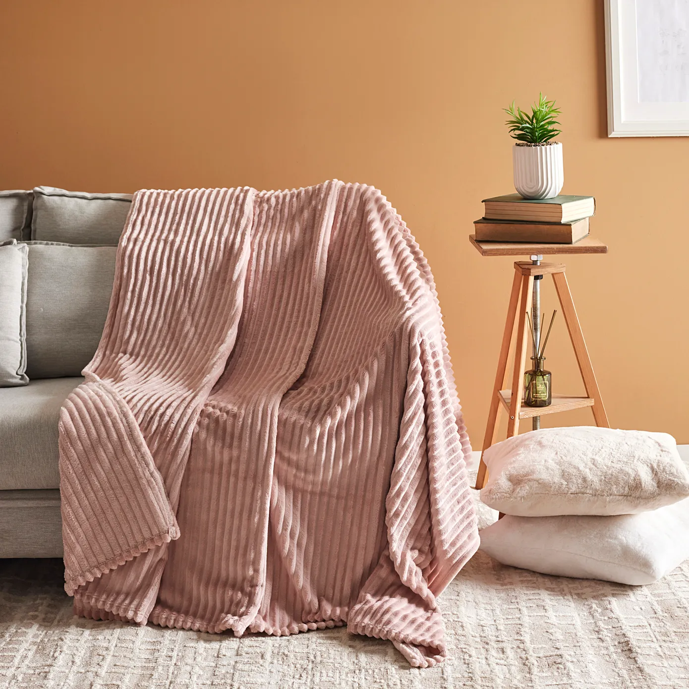 Karaca Ruby Stripe Wellsoft Eenpersoons Deken, Roze - Image 4