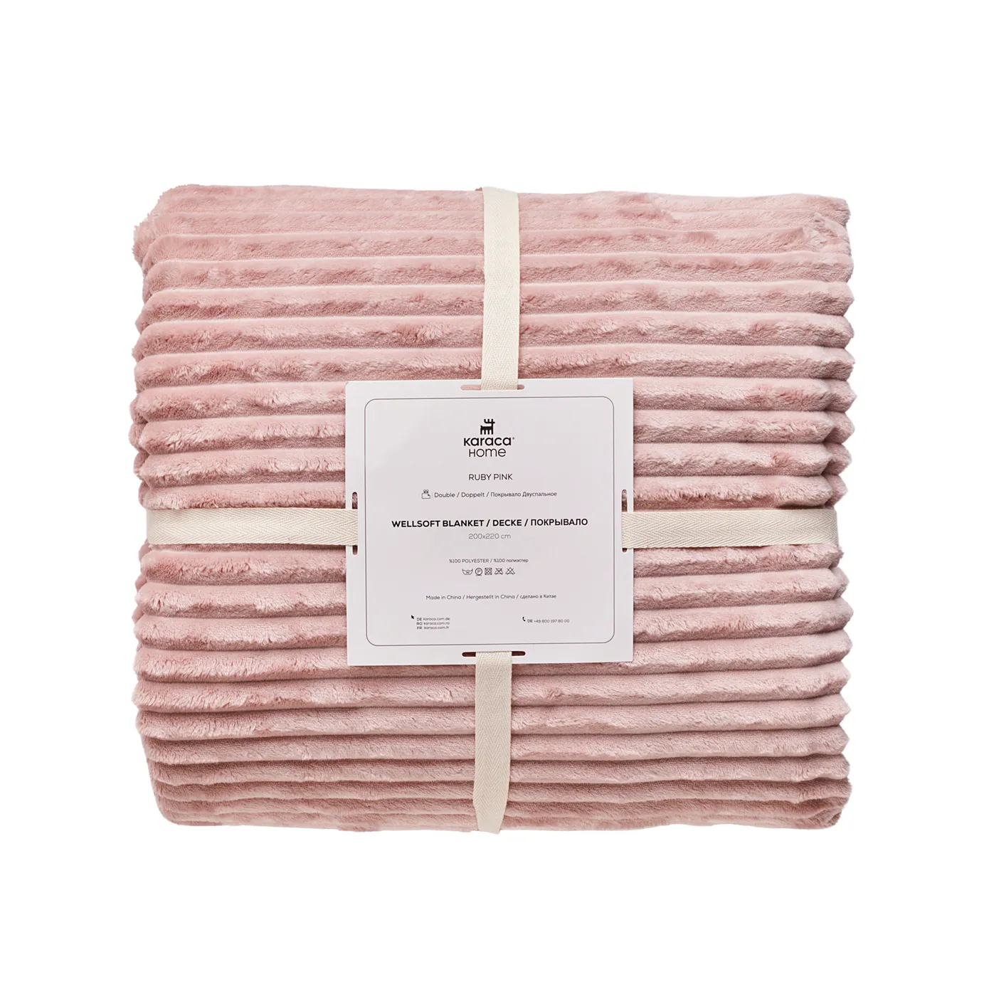 Karaca Ruby Stripe Wellsoft Eenpersoons Deken, Roze - Image 9