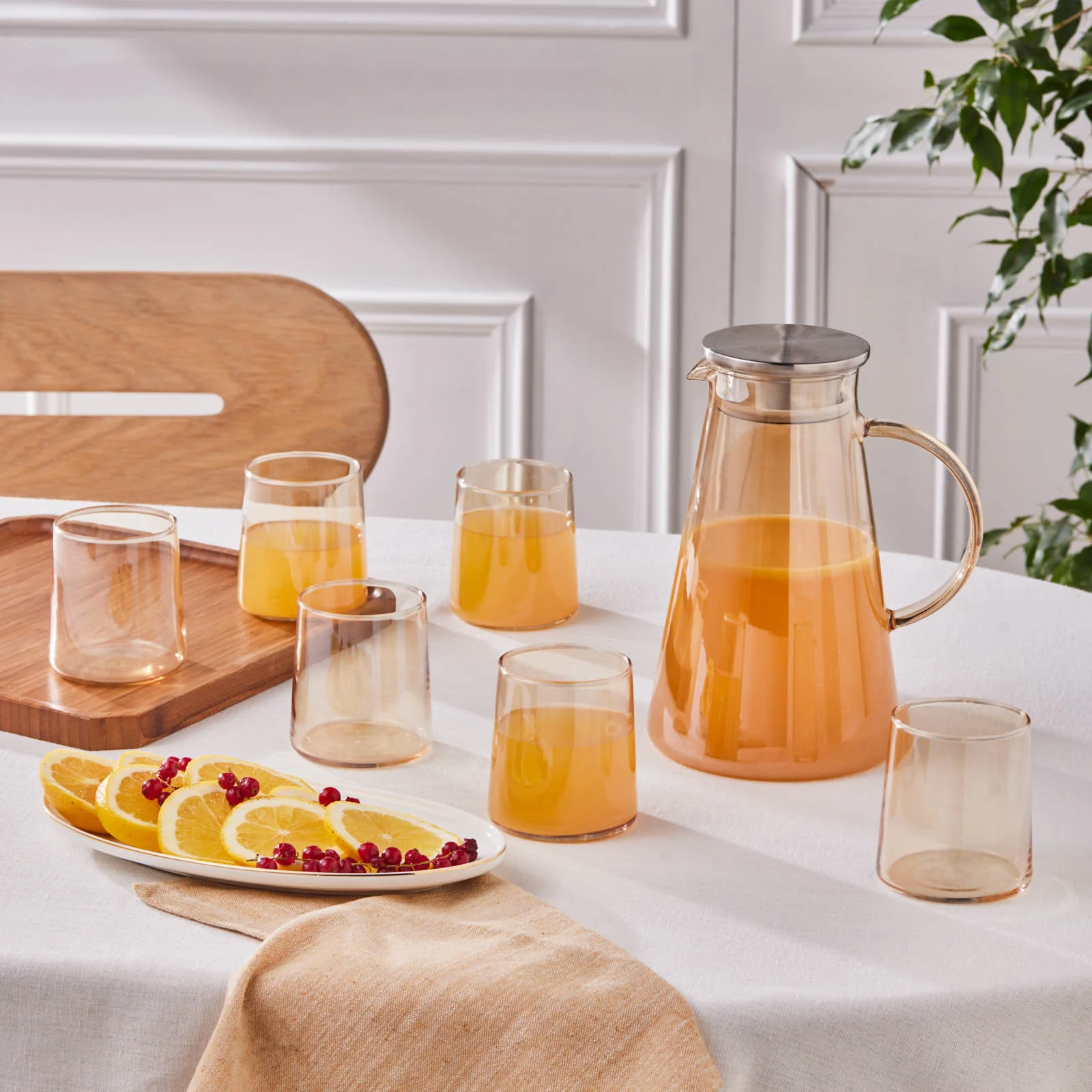 Karaca Serene 7-Delig Glazen Set, Amber