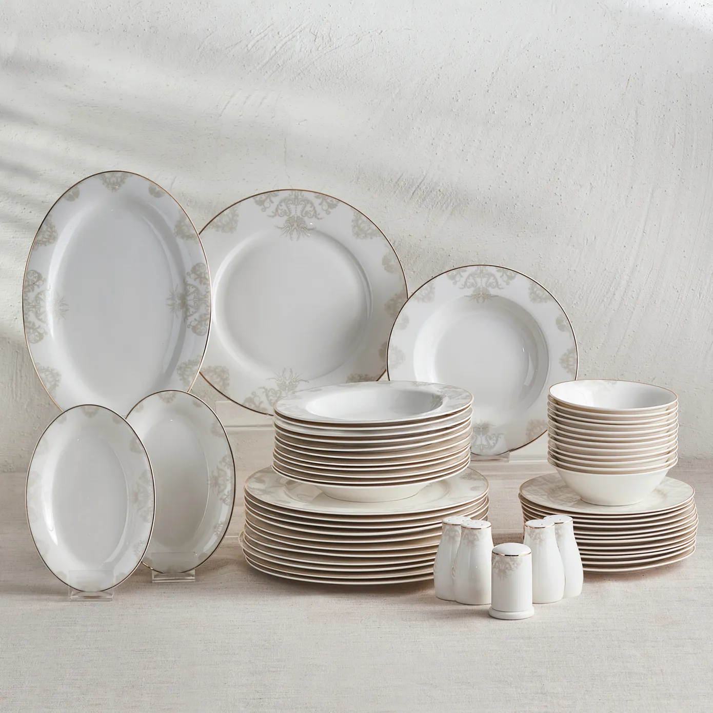 Karaca Siena 56-Delig New Generation Bone Eetservies met Gouden Rand voor 12 Personen - Image 2