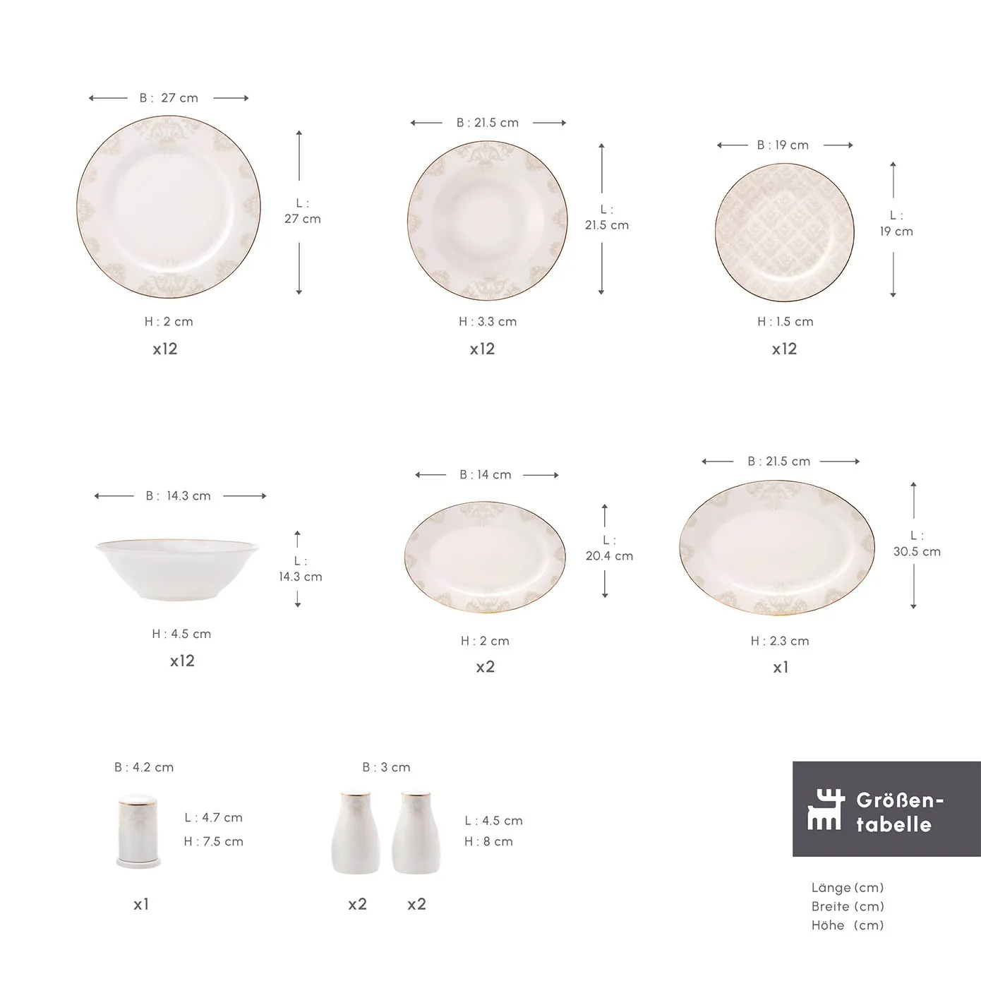 Karaca Siena 56-Delig New Generation Bone Eetservies met Gouden Rand voor 12 Personen - Image 3