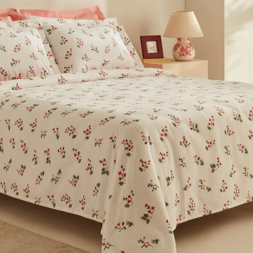 Karaca Silvie 100% Katoen Tweepersoons Bedsprei Set, Rood - Image 3