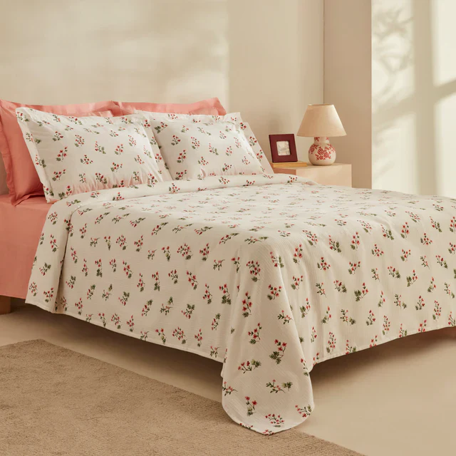 Karaca Silvie 100% Katoenen Eenpersoons Pique Set, Rood