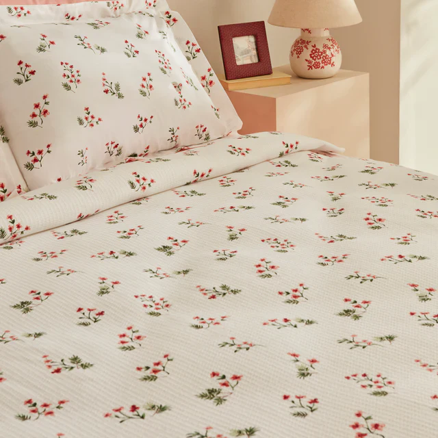 Karaca Silvie 100% Katoenen Eenpersoons Pique Set, Rood - Image 2