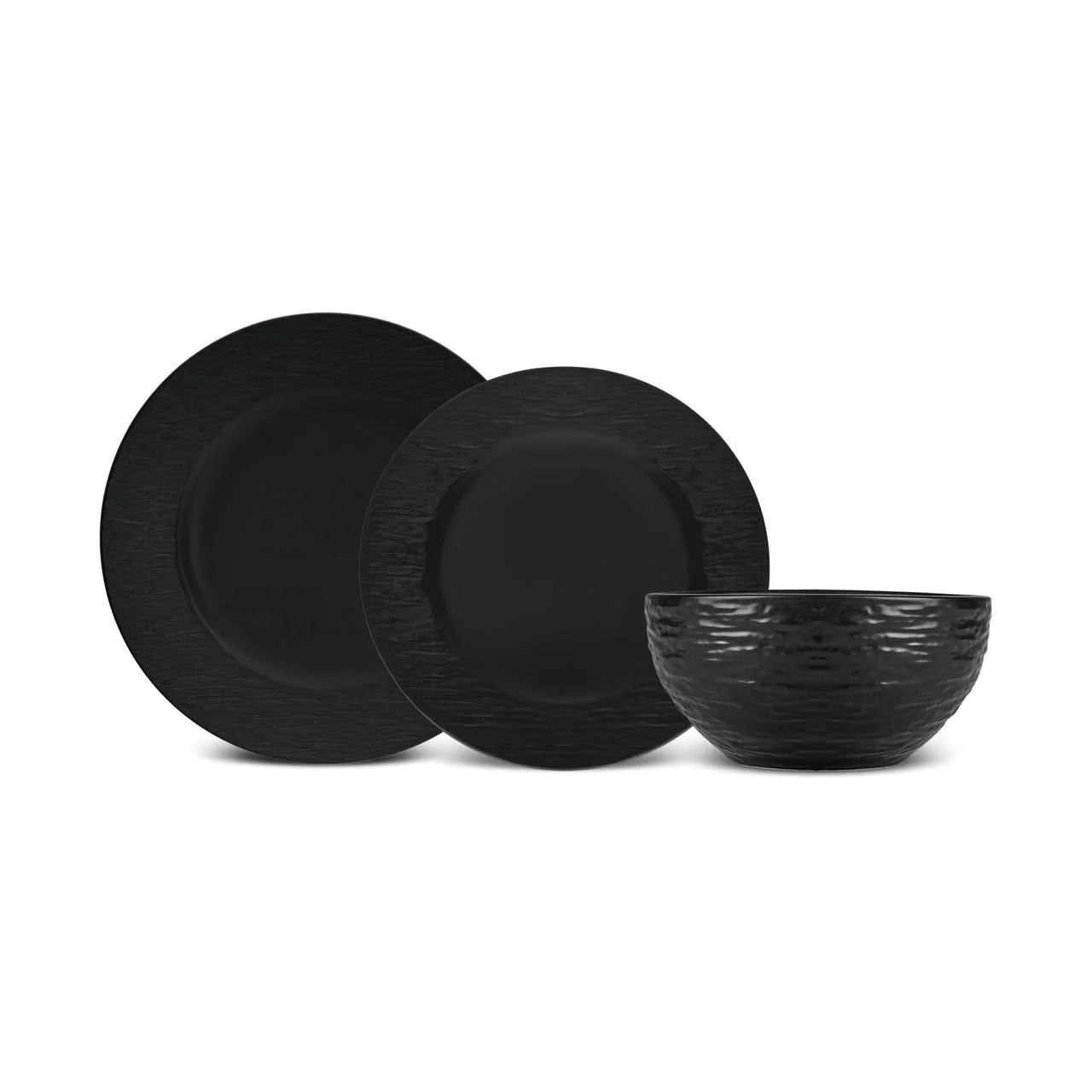 Karaca Solem Embossed - 18-delig Servies van Steengoed voor 6 Personen, Zwart - Image 10