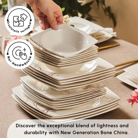 Karaca Square Bone China Autumn 53-Delig Servies voor 12 Personen, Wit Multicolor - Image 3