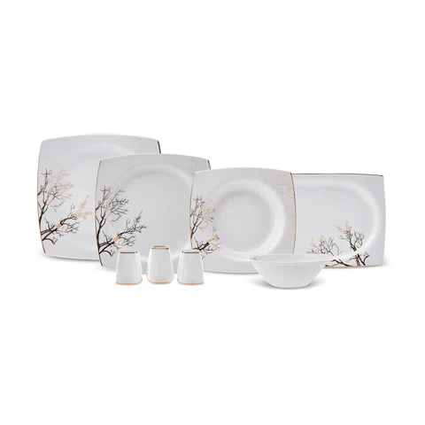 Karaca Square Bone China Autumn 53-Delig Servies voor 12 Personen, Wit Multicolor - Image 5