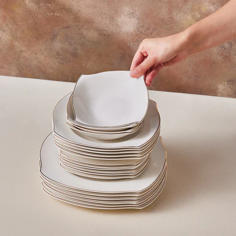 Karaca Square Bone Beyaz Altın, 53-Delig Dinerservies Voor 12 Personen - Image 9