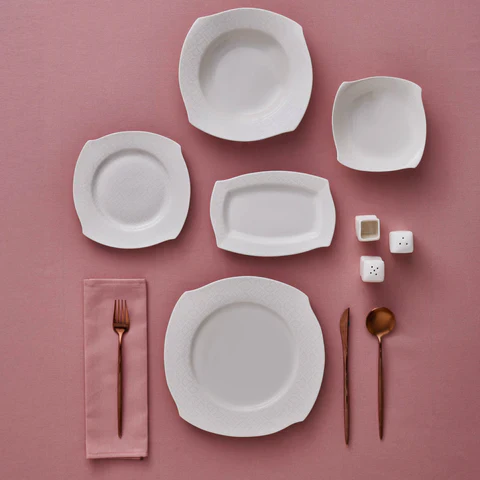 Karaca Square Bone Fancy, 53-Delig Dinerservies Voor 12 Personen - Image 3