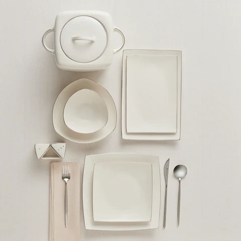 Karaca Square Bone Lucia 60-Delig Serviesset Voor 12 Personen – Goud - Image 2