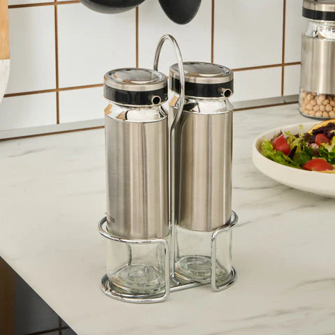 Karaca Stellum, 3-delige olie- en azijnflessenset, Inox