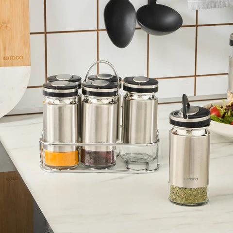 Karaca Stellum, 6-delige kruidenpotjesset, Inox - Image 2