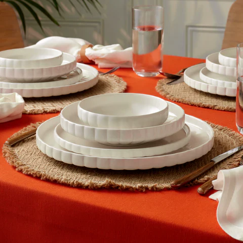 Karaca Stream Bone China Pumpkin 24-delig serviesset voor 6 personen, Wit - Image 4