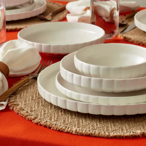 Karaca Stream Bone China Pumpkin 24-delig serviesset voor 6 personen, Wit - Image 6