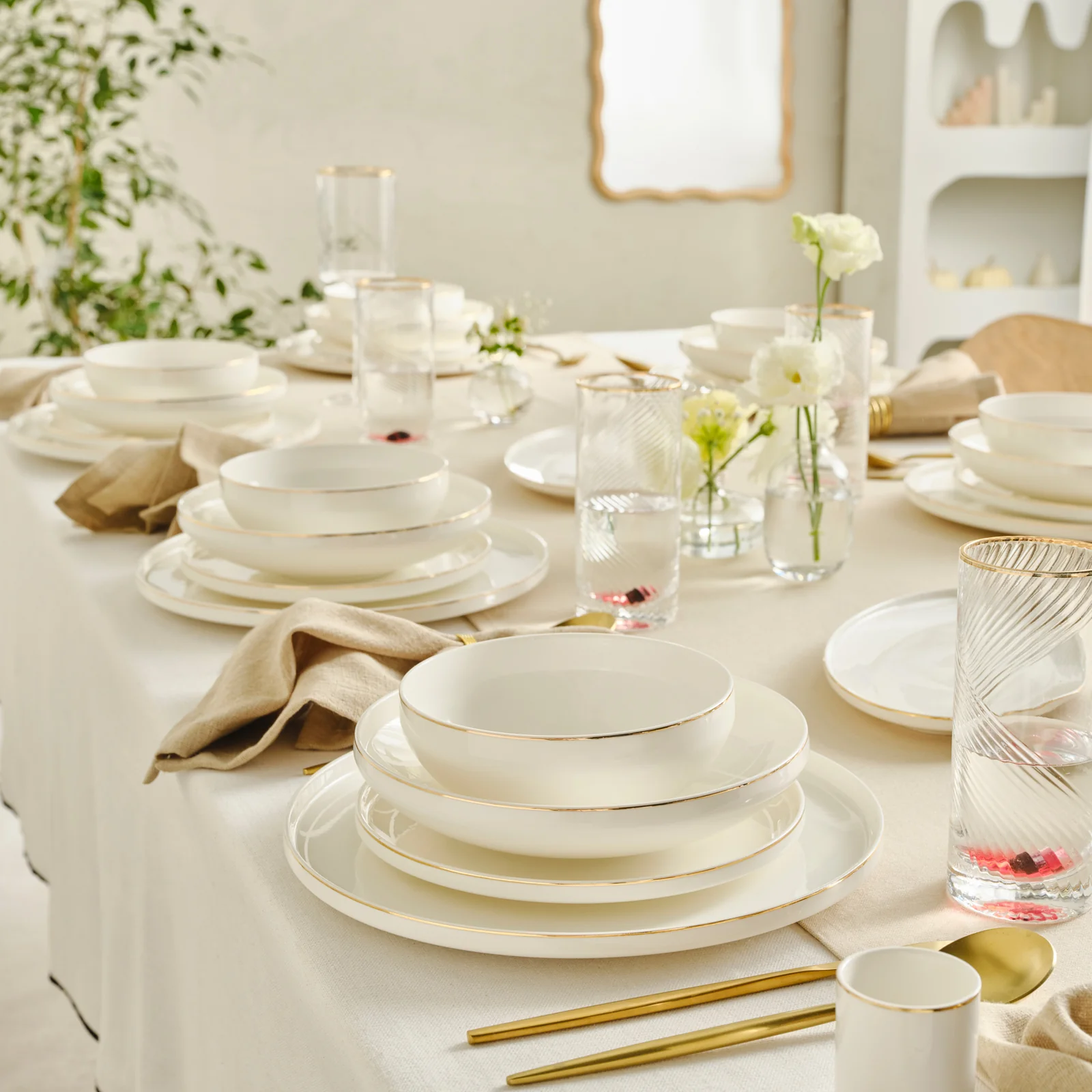 Karaca Red Carpet Collection Stream Bone Merope 53-delige 12-persoons servies set Goud - Image 3