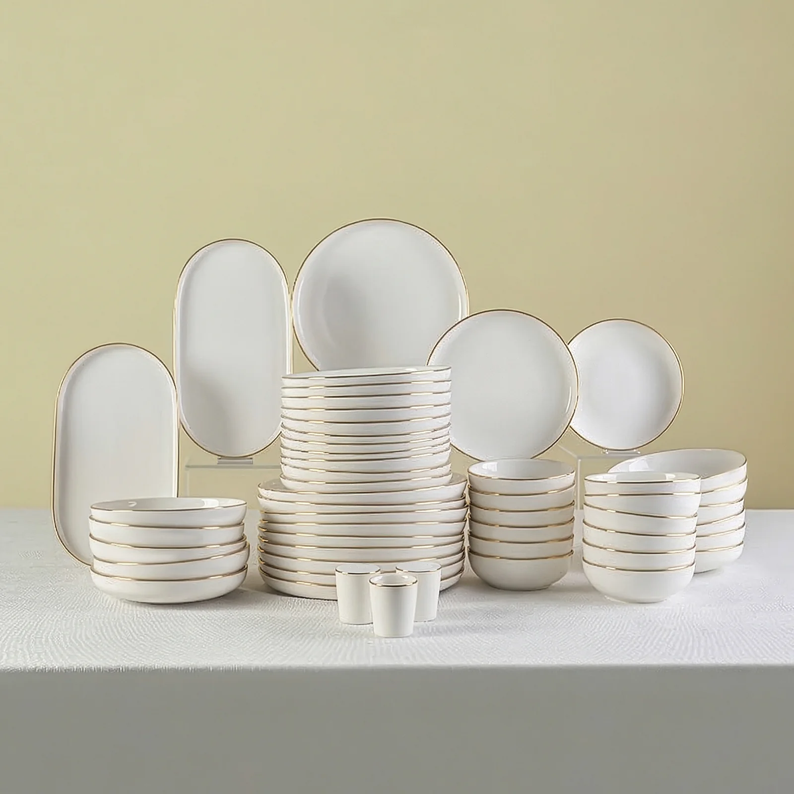 Karaca Stream Bone New Saturn 53-delig Serviesset voor 12 Personen – Goud