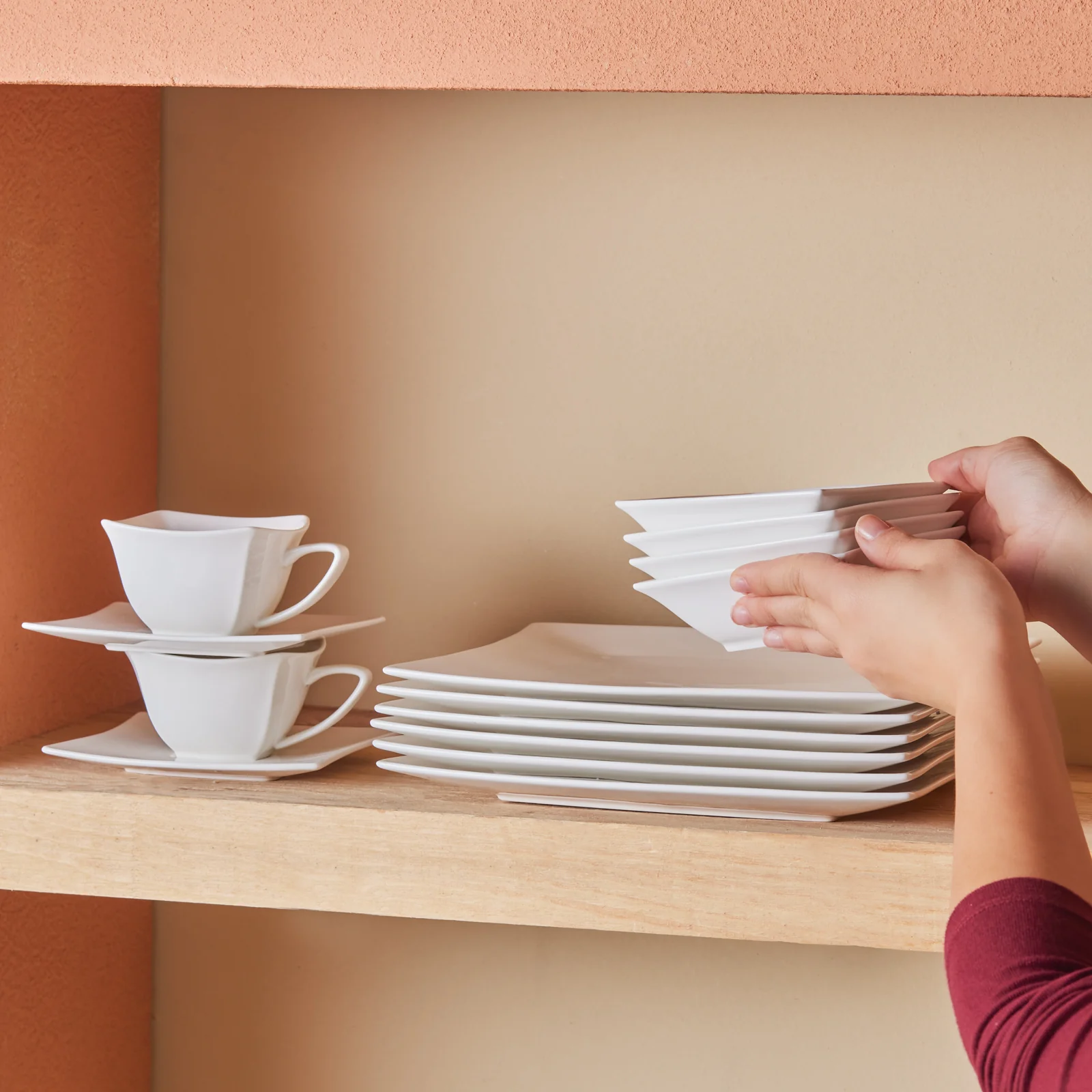 Karaca Stream Pure Perfect Wit 32-delige 6-persoons Ontbijtset Vierkant - Image 11