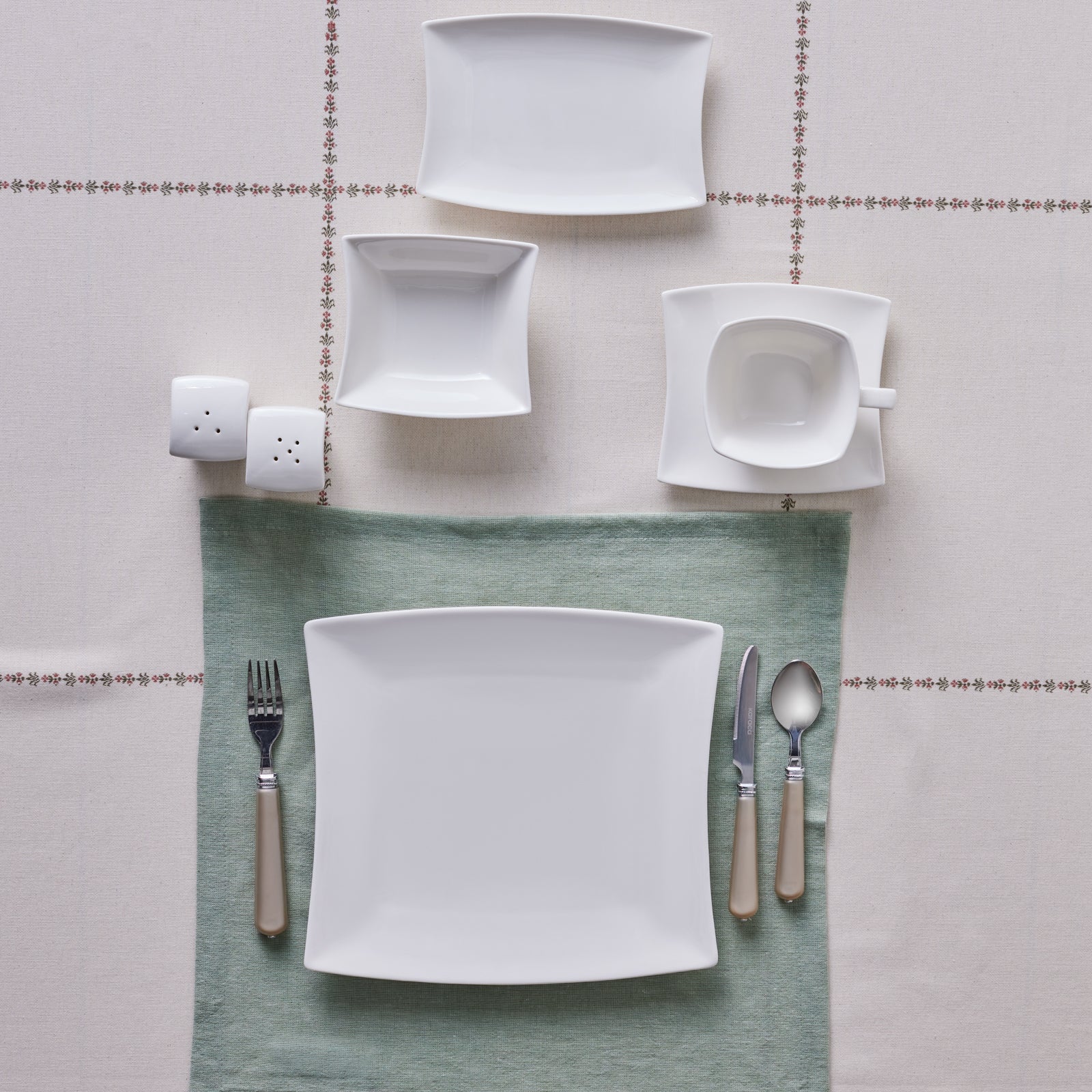 Karaca Stream Pure Perfect Wit 32-delige 6-persoons Ontbijtset Vierkant - Image 4