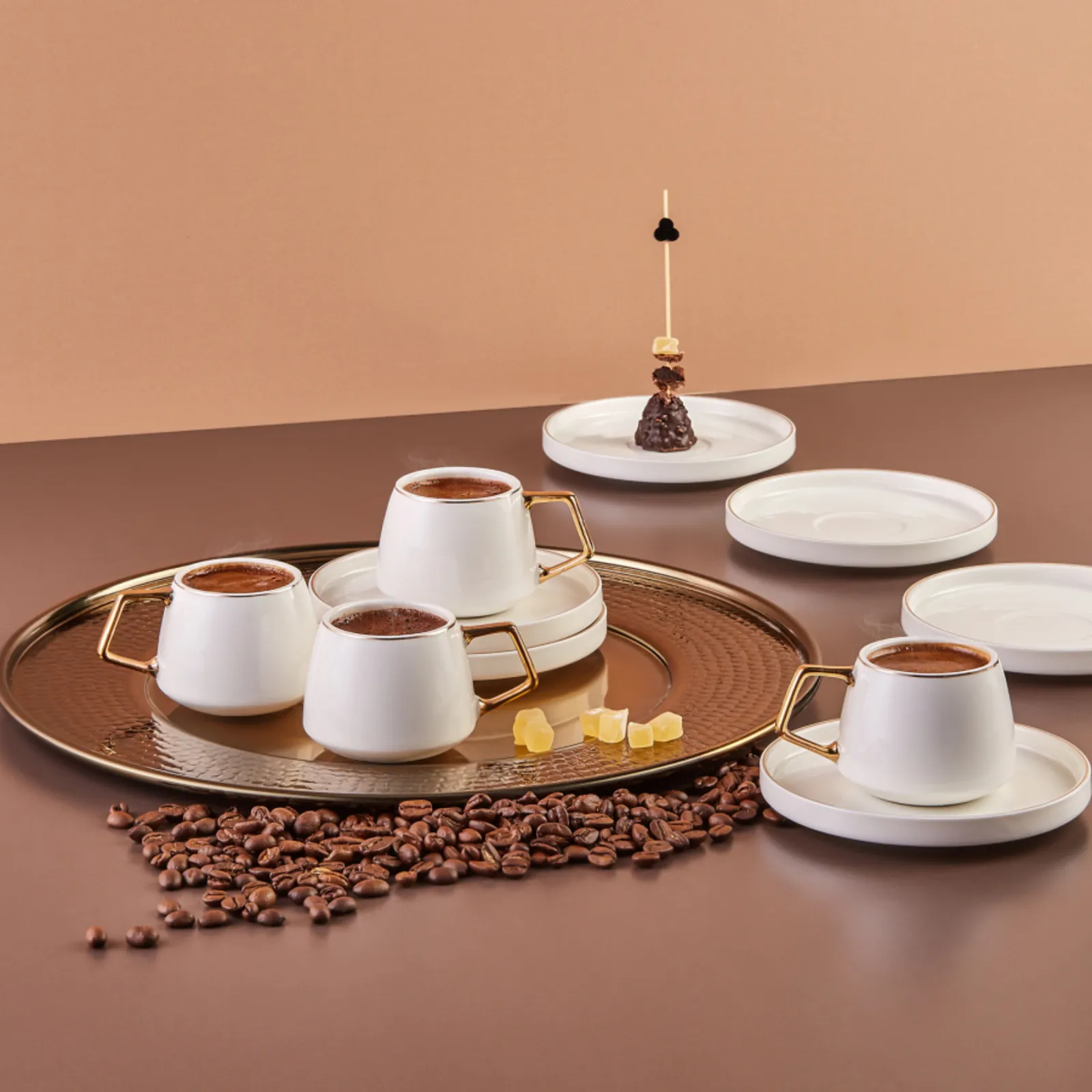 Karaca Streamline Saturn koffiekopjesset voor 6 personen 90 ml, goud - Image 3